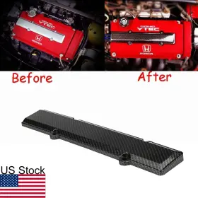 7122 Ry Auto Carbon Fiber Pattern Engine Valve Cover Spark Plug For Honda Civic Vtec B16 B18