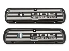 6a582-302 Scott Drake Aluminum Valve Covers 302 Powered By Ford Logo
