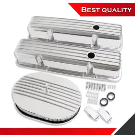 Sv27570 Shopvertex Tall Aluminum Valve Covers And 12 Inch Finned Air Cleaner Suit Chevy Sbc 350 1958-1986