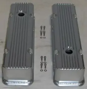 E41383ca Show Stopper Pontiac Fabricated Finned Aluminum Valve Covers 326 389 350 400 421 428 455 Pair