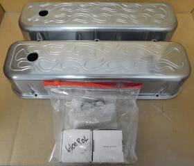 Spc 6100pol Bb Chevy Tall Flamed Valve Covers Polished Aluminum With Hardware