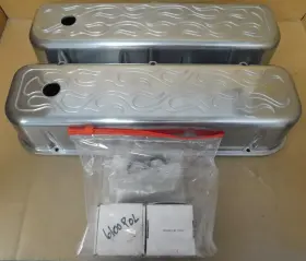 6100pol Spc Bb Chevy Tall Flamed Valve Covers Polished Aluminum With Hardware