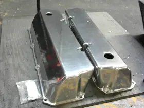 Speedmaster Outlet 840136539667 Ford 302 351c Cleveland Polished Aluminum Plain Valve Covers - Tall With Hole