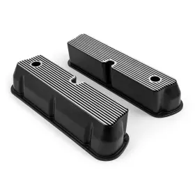 Speedmaster Outlet 840136540670 Ford Sb 289 302 351 Windsor Black Aluminum Ribbed Valve Covers Tall With Hole