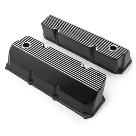 Speedmaster Outlet 840136540694 Ford 302 351c Cleveland Black Finned Aluminum Valve Covers - Tall With Hole