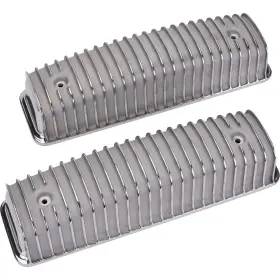 91003001 Speedway Motors Finned Valve Covers Polished Fits Ford Y-block
