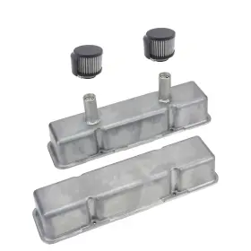 9100642 Speedway Motors Sbc Tall Aluminum Valve Covers And Shielded Breathers Black