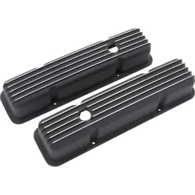 283-305-327-350-400 Speedway Motors 9101708 1960-86 Sbc Tall Finned Valve Covers Black