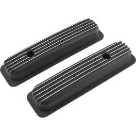 9101709 Speedway Motors Short Finned Valve Covers Black Aluminum Fits 1987-97 Small Block Chevy