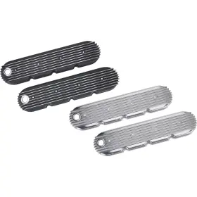 91018005-blk Speedway Motors Fits Chevy Ls Aluminum Retro Finned Valve Covers Black