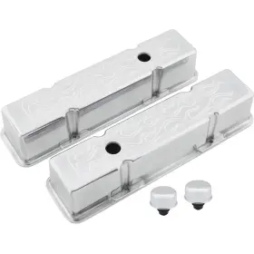 9102255 Speedway Motors 1960-86 Sbc Flame Alum Tall Valve Covers With Chrome Breathers