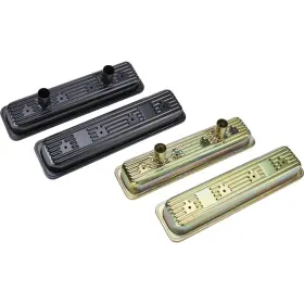 Hz-9701-pbk Speedway Motors Steel Sbc Center Bolt Valve Covers Black