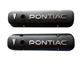 440415 Summit Racing 1957-1981 Pontiac 326 350 389 400 455 Black Diecast Logo Aluminum Valve Covers