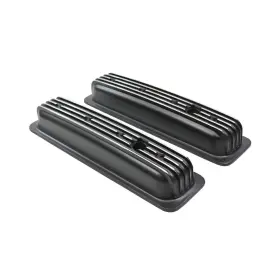 Sp8527bk Top Street Performance Black Center-bolt Short Finned Aluminum Valve Covers For Chevy Small Block