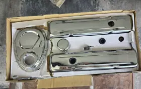 Cp7780-b Topline Nos Sb Chevy Chrome Valve Covers Timing Chain Cover Dip Stick