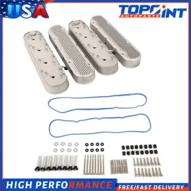 Ap17603le836er Topoint For Chevy Small Block Sb V8 293 Silver Cast Valve Covers Ls Finned