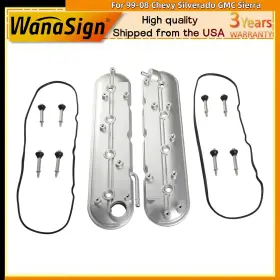 12582224 Wanasign Auto 12570427 Valve Cover Set Passenger&driver Side For 99-08 Chevy Pontiac Gmc 4.8l 5.0l 6.0l