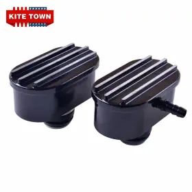 Bpxchj745-bk Wfyb Black Aluminum Finned Oval Air And Pcv Breather Combo Valve Cover Nostalgia