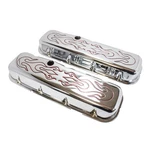 Rpc Valve Covers R8236X; Flame Embossed Chrome; 1965 To 1995 Chevy 396 454 New. Price: $74.99.