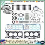 Head Gasket & Intake Exhaust Valves Bolts Set For 11-16 Chrysler Dodge 3.6L V6 New. Price: $115.00.