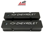 Small Block Chevy Tall Black Valve Covers - Raised Chevrolet Bowtie Logo New. Price: $249.00.