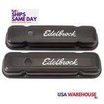 Edelbrock 4453, 2 Pack Black Steel Valve Cover Kit Fits Pontiac V8 Signature Ser New. Price: $109.69.