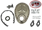 Chrome Steel Chain Cover Set W/timing Tab 55 95 Sbc 283-400 Roller Cams New. Price: $40.59.
