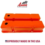 Small Block Chevy Tall Orange Valve Covers - Made In The Usa By Ansen New. Price: $249.00.