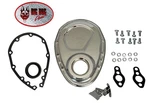 Chrome Steel Chain Cover Set W/timing Tab 1955 1995 Sbc 283-400 New. Price: $40.59.