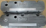 Holley 140R-6B Valve Covers, Early Bb Chevy W/logo, Polished, Finned, Pair Used. Price: $249.99.