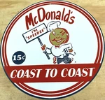 Nostalgic Mcdonalds Speedee Hamburgers 15 Aluminum Metal Sign 12" New. Price: $22.95.