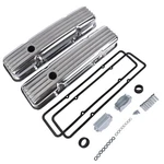 For 58-86 Sbc Chevy 350 Polished Aluminum Short Retro Finned Valve Covers New. Price: $85.50.