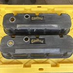 Vintage Edelbrock Big Block Chevy 396 427 454 M/t Aluminum Finned Valve Covers Used. Price: $420.00.