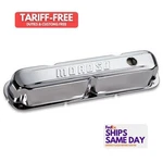 Moroso 68161, 2 Pack Chrome Steel B/e Valve Covers Sbm Tall W/baffle New. Price: $135.59.
