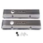 Edelbrock Valve Cover Set 4262; Elite Ii Short Polished Finned Aluminum For Sbc New. Price: $173.95.