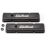 Edelbrock Valve Cover Set 4443; Signature Series, Black, Short Steel For Sbc New. Price: $73.21.