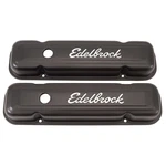 Edelbrock Valve Cover Set 4453; Signature Series Black Steel For Pontiac 301-455 New. Price: $82.95.