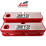 Ford 302, 351 Windsor Red Valve Covers, Cubic Inches - Wide Fin Ansen Usa New. Price: $275.00.
