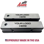 Small Block Chevy Tall Black Valve Covers With Custom Engravable Billet Top New. Price: $375.00.