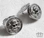 Gothic Punk Skull Cuff Button Set Pirate Mandarin Collar Silver 2PC New. Price: $16.41.