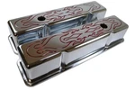 Small Block Chevy Sbc Chrome Steel Tall Red Flamed Valve Cover 283 327 350 400 New. Price: $64.99.