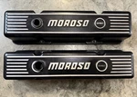 Moroso Cast Aluminum Tall Ribbed Valve Cover For Small Block Chevy, Black Sbc Used. Price: $159.95.