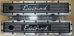 Edelbrock 4249 Tall Valve Cover, Sb Chevy, W/logo, Polished, Baffles, Pair Used. Price: $174.99.