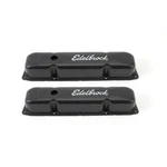Edelbrock 4493 Valve Covers Signature Series Stock Height Steel Black Powdercoat New. Price: $88.95.