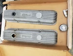 Vintage Edelbrock Sbc Aluminum Finned Script Valve Covers 4154 Used. Price: $125.00.